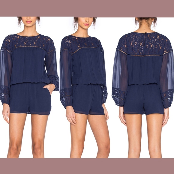 NEW Joie ´Jevin´ Silk Lace Romper in‎ Navy Blue...